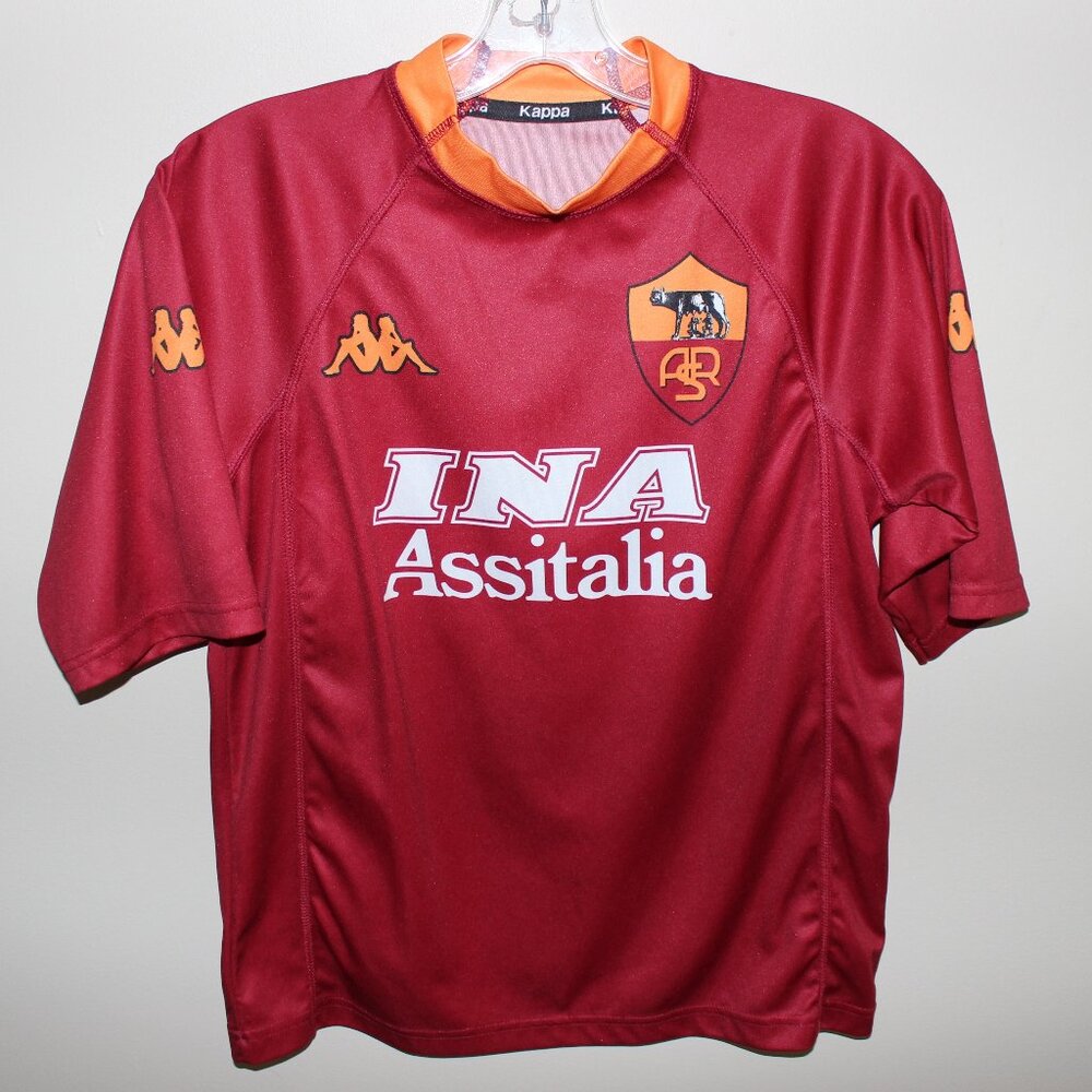 3/$118❤️Kappa AS ROMA 2000-01 home shirt YXXL youth size kids soccer jersey